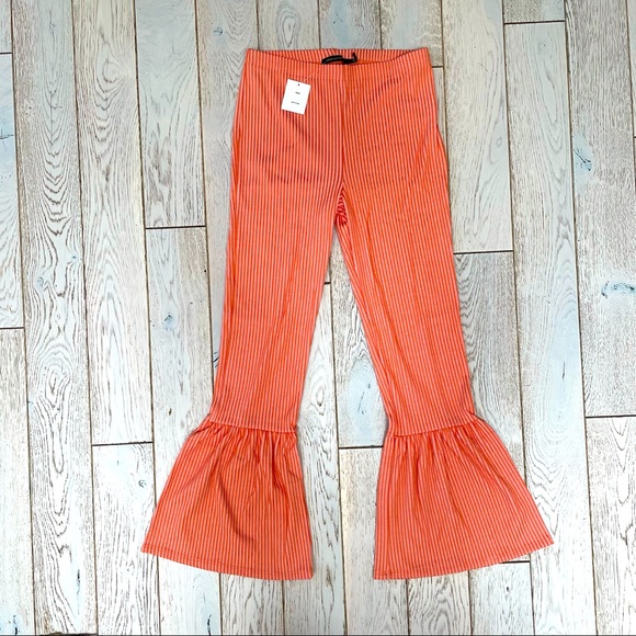 URBAN OUTFITTERS ORANGE STRIPED BOOT LEG PANTS   M - Picture 2 of 9
